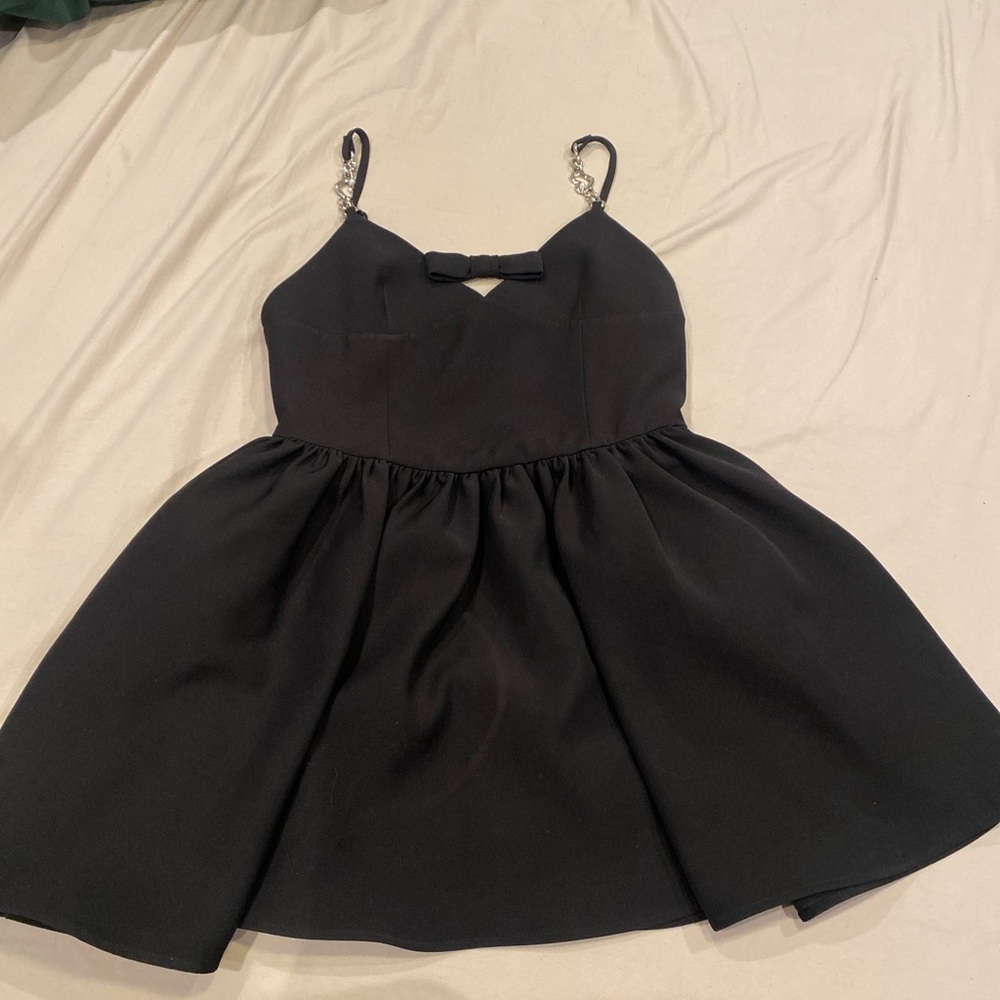 Black Mini Dress with Bow Accent